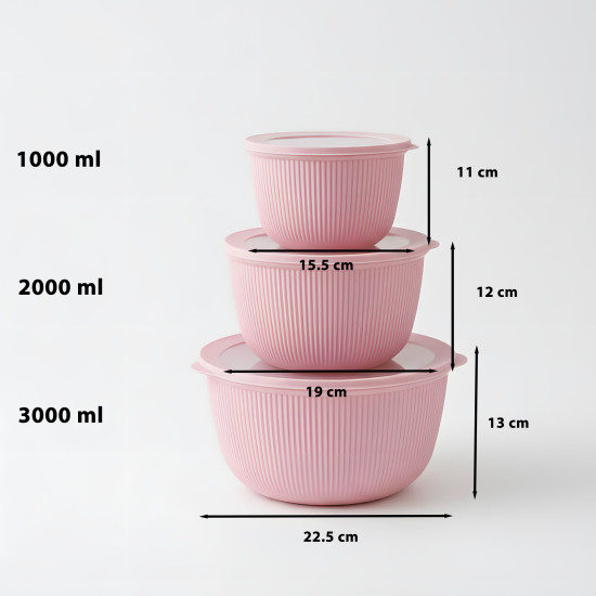 Plastic Tupperware Set - 3 Pieces